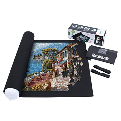 Roll Up Puzzle Mat for Jigsaw Puzzles with Drawstring Storage Bag for Up to 1500 Pieces